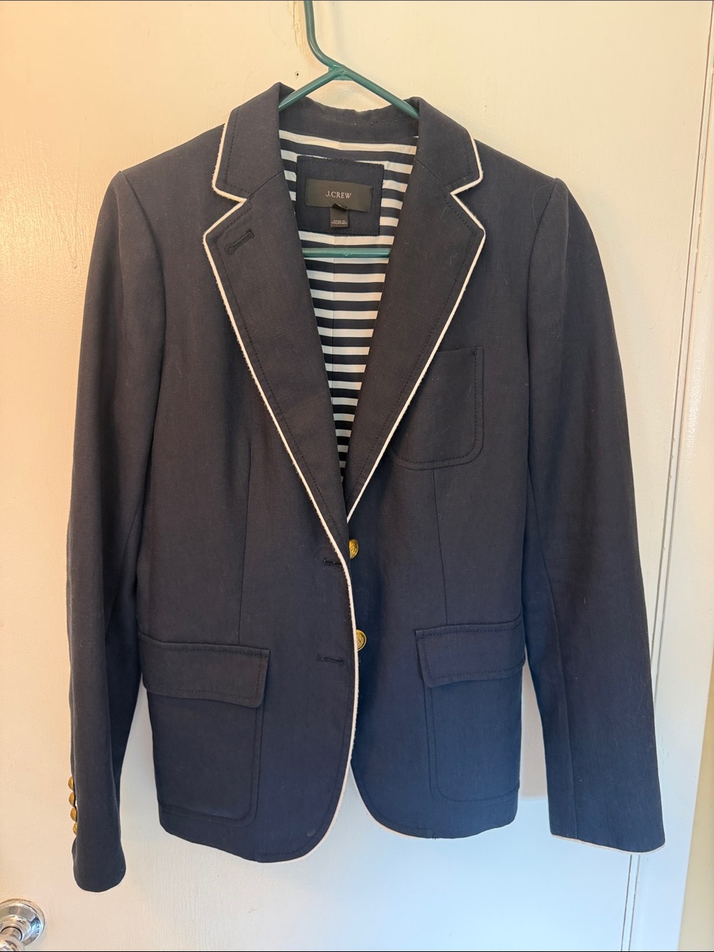 J. Crew Navy Blazer with White Trim